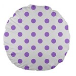 Polka Dots - Bright Lavender Violet on White Large 18  Premium Flano Round Cushion