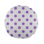 Polka Dots - Bright Lavender Violet on White Standard 15  Premium Round Cushion