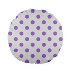 Polka Dots - Bright Lavender Violet on White Standard 15  Premium Flano Round Cushion