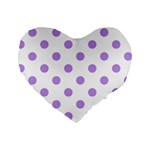 Polka Dots - Bright Lavender Violet on White Standard 16  Premium Heart Shape Cushion