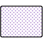 Polka Dots - Bright Lavender Violet on White Double Sided Fleece Blanket (Large) (Two Sides)