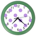Polka Dots - Bright Lavender Violet on White Color Wall Clock