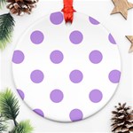 Polka Dots - Bright Lavender Violet on White Ornament (Round)
