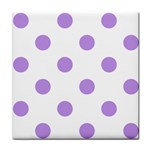 Polka Dots - Bright Lavender Violet on White Tile Coaster