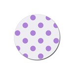 Polka Dots - Bright Lavender Violet on White Rubber Round Coaster (4 pack)