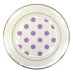 Polka Dots - Bright Lavender Violet on White Porcelain Plate