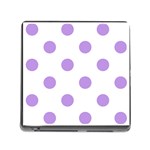 Polka Dots - Bright Lavender Violet on White Memory Card Reader (Square)