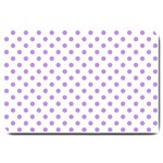 Polka Dots - Bright Lavender Violet on White Large Doormat