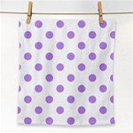 Polka Dots - Bright Lavender Violet on White Face Towel