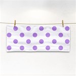 Polka Dots - Bright Lavender Violet on White Hand Towel