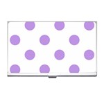 Polka Dots - Bright Lavender Violet on White Business Card Holder