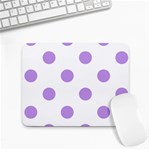 Polka Dots - Bright Lavender Violet on White Small Mousepad