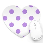 Polka Dots - Bright Lavender Violet on White Heart Mousepad