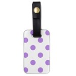 Polka Dots - Bright Lavender Violet on White Luggage Tag (One Side)