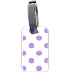 Polka Dots - Bright Lavender Violet on White Luggage Tag (Two Sides)