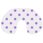 Polka Dots - Bright Lavender Violet on White Travel Neck Pillow