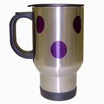 Polka Dots - Bright Lavender Violet on White Travel Mug (Silver Gray)