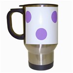 Polka Dots - Bright Lavender Violet on White Travel Mug (White)