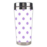 Polka Dots - Bright Lavender Violet on White Stainless Steel Travel Tumbler