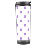 Polka Dots - Bright Lavender Violet on White Travel Tumbler