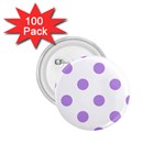 Polka Dots - Bright Lavender Violet on White 1.75  Button (100 pack)