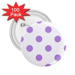 Polka Dots - Bright Lavender Violet on White 2.25  Button (100 pack)