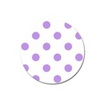 Polka Dots - Bright Lavender Violet on White Magnet 3  (Round)