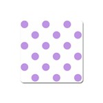 Polka Dots - Bright Lavender Violet on White Magnet (Square)