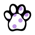 Polka Dots - Bright Lavender Violet on White Magnet (Paw Print)