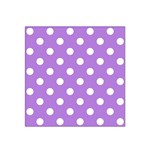 Polka Dots - White on Lavender Violet Satin Bandana Scarf