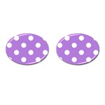 Polka Dots - White on Lavender Violet Cufflinks (Oval)