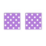 Polka Dots - White on Lavender Violet Cufflinks (Square)