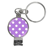 Polka Dots - White on Lavender Violet Nail Clippers Key Chain