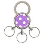 Polka Dots - White on Lavender Violet 3-Ring Key Chain