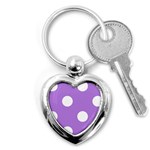 Polka Dots - White on Lavender Violet Key Chain (Heart)