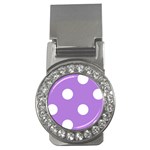 Polka Dots - White on Lavender Violet Money Clip (CZ)