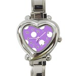 Polka Dots - White on Lavender Violet Heart Italian Charm Watch