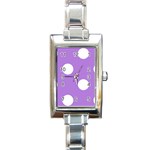 Polka Dots - White on Lavender Violet Rectangle Italian Charm Watch