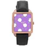 Polka Dots - White on Lavender Violet Rose Gold Leather Watch