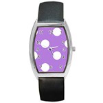 Polka Dots - White on Lavender Violet Barrel Style Metal Watch