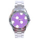 Polka Dots - White on Lavender Violet Stainless Steel Analogue Watch