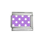 Polka Dots - White on Lavender Violet Italian Charm (9mm)