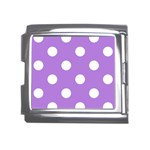 Polka Dots - White on Lavender Violet Mega Link Italian Charm (18mm)