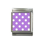 Polka Dots - White on Lavender Violet Italian Charm (13mm)
