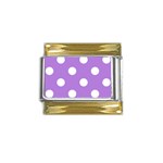 Polka Dots - White on Lavender Violet Gold Trim Italian Charm (9mm)