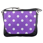 Polka Dots - White on Lavender Violet Messenger Bag