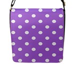 Polka Dots - White on Lavender Violet Flap Closure Messenger Bag (L)