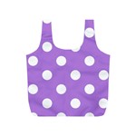 Polka Dots - White on Lavender Violet Full Print Recycle Bag (S)