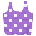 Polka Dots - White on Lavender Violet Full Print Recycle Bag (XL)