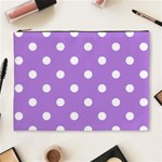 Polka Dots - White on Lavender Violet Cosmetic Bag (XL)